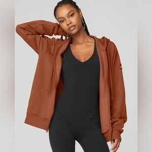 Alo Yoga Everyday Full Zip Hoodie - Rust XXS
